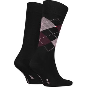 Tommy Hilfiger - TH MEN SOCK CHECK 2P - Huissokken - Wijnrood - 2 Paar