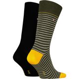Tommy Hilfiger Small Stripe Sock (2-pack), heren sokken, army groen gestreept