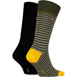 Tommy Hilfiger Small Stripe Sock (2-pack), heren sokken, army groen gestreept