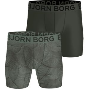 Bjorn Borg Sports Lightweight Boxers, microfiber heren boxers lange pijpen (2-pack), grijs, print