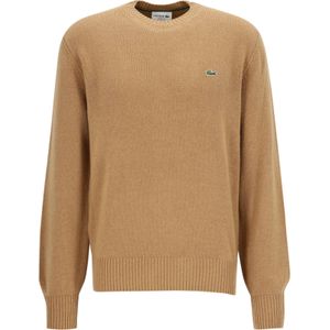 Lacoste - Gebreide Trui - Beige - O-hals - 100% Wol
