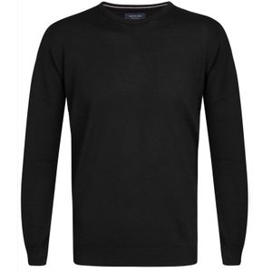 Profuomo slim fit trui wol, heren pullover O-hals, zwart