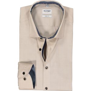 OLYMP Level 5 body fit overhemd, popeline, beige - Maat: 39 39