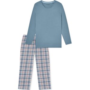 SCHIESSER Comfort Essentials pyjamaset, dames pyjama lang blauw-grijs