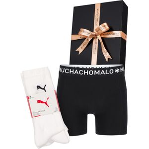Heren cadeaubox: Muchachomalo boxershort zwart + 3-pack Puma sportsokken
