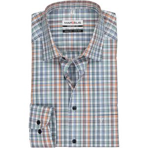 MARVELIS comfort fit overhemd, popeline, wit, blauw, groen, oranje en bruin geruit