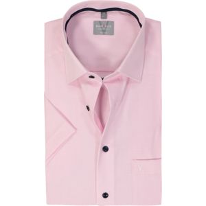 MARVELIS comfort fit overhemd, korte mouw, popeline, roze met wit mini ruitje