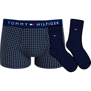 Tommy Hilfiger trunk (1-pack), heren boxers normale lengte, blauw geruit -  Maat: L