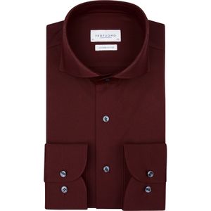 Profuomo slim fit heren overhemd, jersey, bordeaux rood