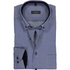 ETERNA comfort fit overhemd, twill heren overhemd, donkerblauw met wit geruit (contrast) 42