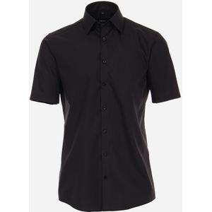 VENTI modern fit overhemd, korte mouw, popeline, zwart 47