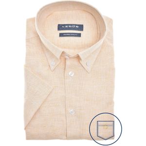 Ledub modern fit overhemd, korte mouw, structuur, lichtgeel