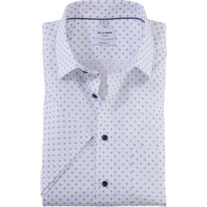 OLYMP Tendenz modern fit overhemd, korte mouw, structuur, bleu dessin