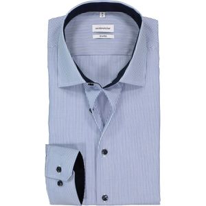 Seidensticker shaped fit overhemd, blauw met wit gestreept (contrast) 42