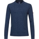 Redmond heren trui wol- met katoenmengsel, O-hals, blauw (middeldik)