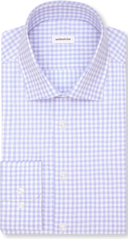 Seidensticker shaped fit overhemd, popeline, blauw geruit