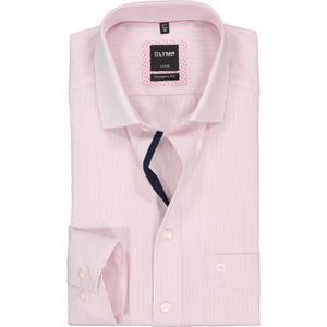 OLYMP Luxor modern fit overhemd, roze met wit gestreept (contrast) 40
