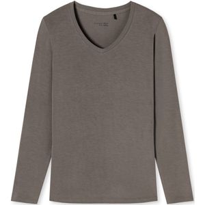 SCHIESSER Mix+Relax T-shirt, dames shirt lange mouwen modal V-hals taupe
