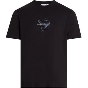 Calvin Klein Linear Chest Graphic T-shirt, heren T-shirt korte mouw O-hals, zwart dessin -  Maat: L