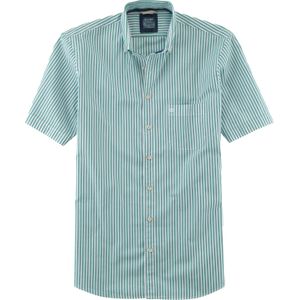 OLYMP Casual modern fit overhemd, korte mouw, popeline, groen gestreept 37/38