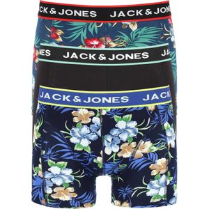 Jack & Jones heren boxers Jacflower trunks (3-pack), gebloemd en uni -  Maat: S