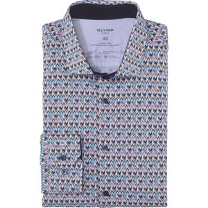 OLYMP 24/7 No. 6 Six super slim fit overhemd, structuur, smaragdgroen dessin