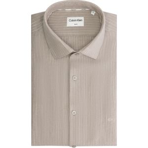 Calvin Klein slim fit overhemd, Linen Stripe Slim Shirt, grijs gestreept 39