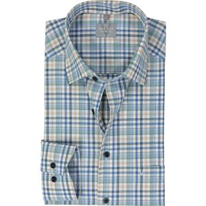 MARVELIS comfort fit overhemd, popeline, groen geruit