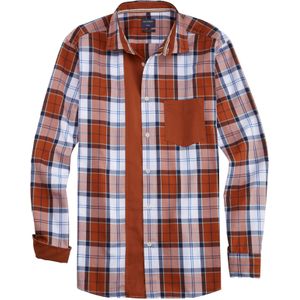 OLYMP Casual regular fit overhemd, twill, bruin geruit 37/38