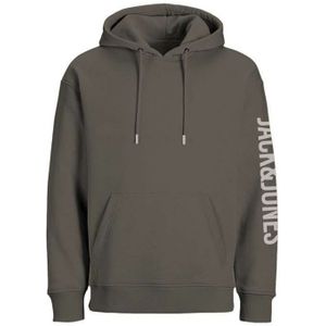 JACK & JONES Runner sweat hood regular fit, heren hoodie katoenmengsel met capuchon, olijfgroen beige