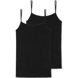 SCHIESSER 95/5 singlet (2-pack), dames spaghettitop biologisch katoen zwart -  Maat: 36