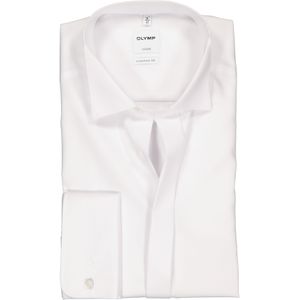 OLYMP Luxor comfort fit overhemd, smoking overhemd, wit, gladde stof met wing kraag 45