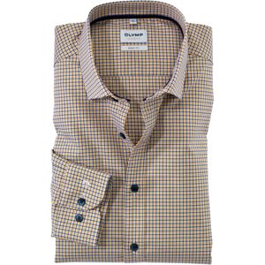 OLYMP Level 5 body fit overhemd, popeline, mais geruit