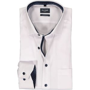 OLYMP modern fit overhemd, mouwlengte 7, structuur, wit (contrast)