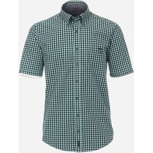 CASA MODA Sport casual fit overhemd, korte mouw, dobby, groen geruit 49/50