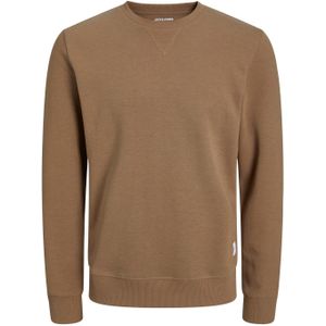 JACK & JONES Basic sweat crew neck regular fit, heren sweatshirt katoenmengsel met O-hals, camel bruin -  Maat: 3XL