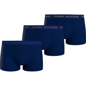 Tommy Hilfiger trunk (3-pack), heren boxers normale lengte, blauw met gekleurde tailleband -  Maat: XXL
