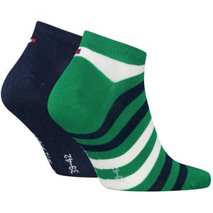 Tommy Hilfiger Duo Stripe Sneaker (2-pack), heren enkelsokken, groen combo gestreept