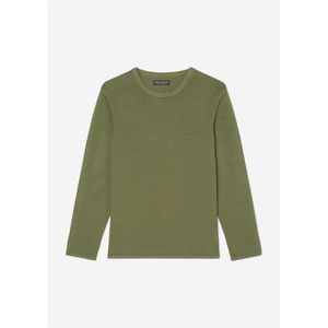 Marc O'Polo regular fit pullover, heren trui katoen met O-hals, olijfgroen (middeldik)