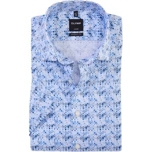 OLYMP Luxor modern fit overhemd, korte mouw, popeline, bleu dessin