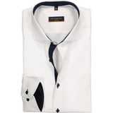 ETERNA slim fit overhemd, fijn Oxford heren overhemd, wit (blauw gestipt contrast) 46