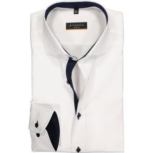 ETERNA slim fit overhemd, fijn Oxford heren overhemd, wit (blauw gestipt contrast) 44