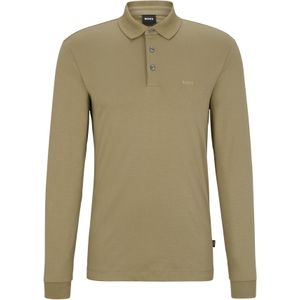 BOSS Pado regular fit polo lange mouw, jersey, olijfgroen