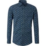 CASA MODA - Sport Comfort Fit Overhemd - Blauw Dessin - Popeline - Strijkvriendelijk