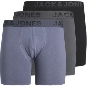 JACK & JONES Jacshade solid boxer briefs (3-pack), heren boxers extra lang, zwart en jeansblauw -  Maat: XS