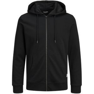 JACK & JONES Basic sweat zip hood slim fit, heren sweatvest katoenmengsel met capuchon, zwart