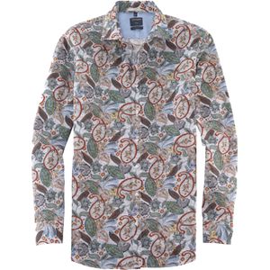 OLYMP Casual modern fit overhemd, popeline, gebroken wit dessin
