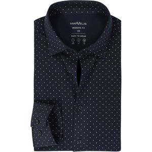 MARVELIS jersey modern fit overhemd, donkerblauw met wit gestipt tricot 38