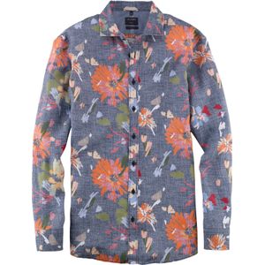 OLYMP Casual modern fit overhemd, structuur, marineblauw dessin