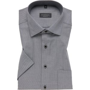 ETERNA comfort fit overhemd korte mouw, structuur, antraciet grijs 48